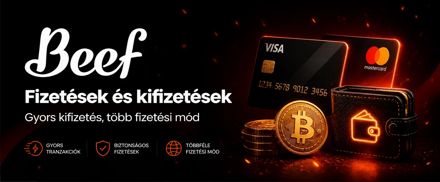 Beef Casino fizetési módok - kártya, kripto, gyors kifizetés